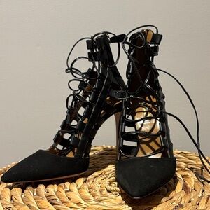 Aquazzura Black Strappy Heels